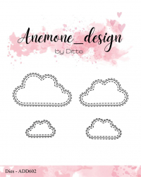 Billede: skæreskabelon 4 skyer med stitch, Anemone_design Dies