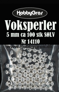 Billede: Voksperler 5 mm ca. 100 stk SØLV