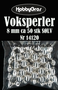 Billede: Voksperler 8 mm ca. 50 stk SØLV