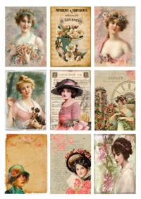 Billede: REPRINT Klippeark 1 stk 200gr, KP0045, vintage kvinder