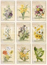 Billede: REPRINT Klippeark 1 stk 200gr “KP0059”, blomsterbuketter