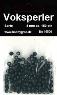 Billede: Voksglasperler 4 MM, ca. 150 stk. SORT