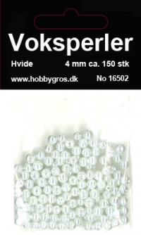 Billede: Voksglasperler 4 MM, ca. 150 stk. HVID