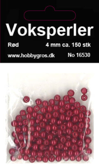 Billede: Voksglasperler 4 MM, ca. 150 stk. RØD