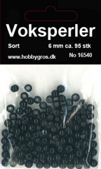 Billede: Voksglasperler 6 MM, ca. 95 stk. SORT