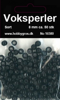 Billede: Voksglasperler 8 MM, ca. 50 stk. SORT