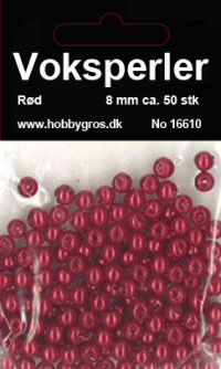 Billede: Voksglasperler 8 MM, ca. 50 stk. RØD