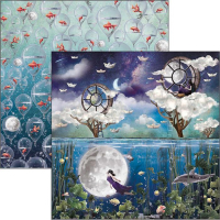 Billede: Ciao Bella Scrapbooking Sheets CBSS136, Moon & Me, 1 dobbeltsidet ark - 30,5x30,5cm