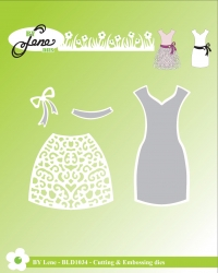Billede: skærekabelon kjole, BY LENE DIES “Dress” BLD1034, Dress: 6,6x3,1cm