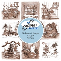 Billede: BY LENE TOPPERS “Elves & Gnomes – Sepia” BLT010, 9x9cm, førpris kr. 20,- nupris