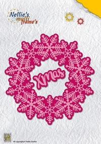 Billede: skæreskabelon NELLIE SNELLEN MULTIFRAME “Christmas wreath: Xmas ” MFD108, 115x115mm, førpris kr. 104,- nupris 