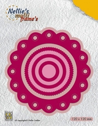 Billede: skæreskabelon NELLIE SNELLEN MULTIFRAME “Rosette Round” MFD111, 120x120mm, førpris kr. 140,- nupris 