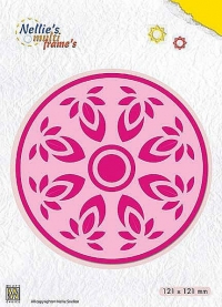 Billede: skæreskabelon kalejdoskop hjul, NELLIE SNELLEN MULTIFRAME “Kaleidoscope flower-circle” MFD118, 125x125mm, se vidoen på https://youtu.be/qShvpZZytDI