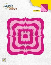 Billede: skæreskabelon buet firkant med stitch på begge sider af skærekanten, NELLIE SNELLEN MULTIFRAME “Stitched braced squares” MFD132, 108x108mm 