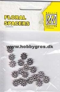 Billede: nellie snellens floral spacers 20 stk. sølv, FLP-SP 002