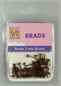 Billede: Nellie Snellen Brads 3mm 40 stk brune, FLP-BR-08