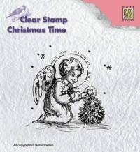 Billede: Nellie Snellen Stempel CT016, Christmas Time, lille engel i stråleglans, førpris kr. 28,00, nupris
