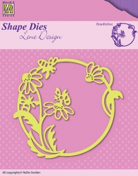 Billede: skæreskabelon humlebi og blomst i rund krans, NS LENE DESIGN SHAPE DIE SDL021, førpris kr. 68,00, nupris