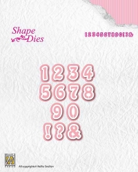 Billede: skæreskabelon Nellie Snellen SHAPE DIE, tal 0-9 med skygge, ca. 1,3cm incl. skygge, Numbers SD121, passer til p235880