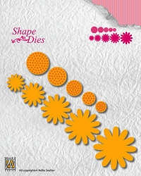 Billede: skæreskabelon blomster, NELLIE SNELLEN SHAPE DIE “Flower-4” SD133, max size: 37mm circles 19mm