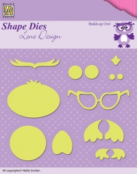 Billede: skæreskabelon klog ugle, LENE DESIGN SHAPE DIE SDL024, nellie snellen, førpris kr. 68,00, nupris