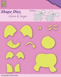 Billede: skæreskabelon lille elefant, LENE DESIGN SHAPE DIE SDL031, nellie snellen, førpris kr. 84,00, nupris