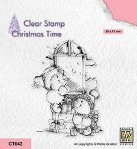 Billede: stempel snemænd leverer gaver, Nellie Snellen Clearstamp “Present Delivery