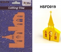 Billede: skære/prægeskabelon saml selv kirke, NS HOBBY SOLUTION DIES “HSFD019”, 138x87mm, førpris kr. 80,-, nupris