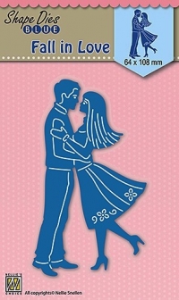 Billede: skæreskabelon forelsket par, NS SHAPE DIES BLUE “Fall in Love” SDB031, 64x108mm, førpris kr. 48,- nupris