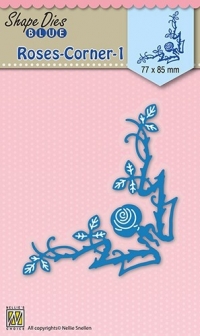Billede: skæreskabelon rosenhjørne, NS SHAPE DIES BLUE “Rose Corner” SDB036, 77x85mm