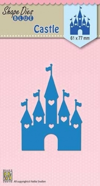 Billede: skæreskabelon sandslot/ridderborg, NS SHAPE DIES BLUE “Castle” SDB040, 61x77mm, førpris kr. 38,- nupris