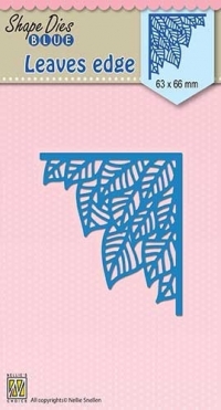 Billede: skæreskabelon bladhjørne, NS SHAPE DIES BLUE “Leaves Edge” SDB041, 63x66mm