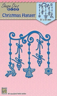 Billede: skæreskabelon hængende julepynt, NS SHAPE DIES BLUE “Christmas Hanger” SDB055, 81x81mm, førpris kr. 48,- nupris