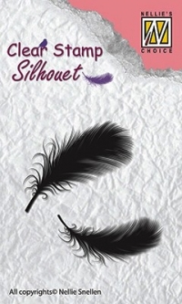 Billede: NELLIE SNELLEN SILHOUETTE CLEARSTAMP SIL023, Feathers, 46x48mm, førpris kr. 24,- nupris