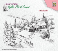 Billede: stempel idyllisk vinterbilled, NS Clearstamp “Idyllic Winter Scene