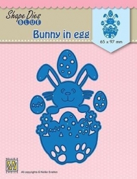 Billede: skæreskabelon påskekanin i æg, NS SHAPE DIES BLUE “Easter bunny in egg” SDB072, 65x97mm 