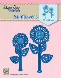 Billede: skæreskabelon 2 solsikke, NS SHAPE DIES BLUE “Sunflowers” SDB076, 75x83