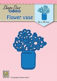Billede: skæreskabelon krukke med blomster, NS SHAPE DIES BLUE “Flower vase” SDB081, 56x68mm