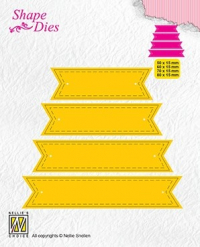 Billede: skæreskabelon 4 tags, NS SHAPE DIES “Tags-1” SD174, 50x15 / 60x15 / 70x55 & 80x15mm