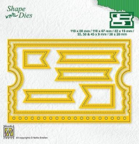 Billede: skæreskabelon billetdie, kan bruges til et lille album, NS SHAPE DIES “Ticket Booklet” SD178, 118x80mm 