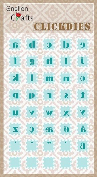 Billede: skæreskabelon alfabet små bogstaver på små brikker, der kan sættes sammen og udskæres samtidig, NS Click Dies: Alphabet 2 SCCD002,
a: 15x15mm