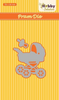 Billede: skæreskabelon lille barnevogn og sut, NS HOBBY SOLUTION DIES “Pram” HSDJ030, 56x66mm