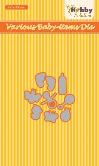 Billede: skæreskabelon små ting til baby, NS HOBBY SOLUTION DIES “Various Baby Items” HSDJ031, 49x49mm