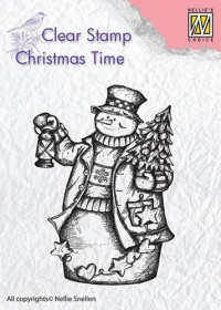 Billede: NS Clearstamp “Snowman with lantern” CT024, 48x68mm, førpris kr. 24,- nupris