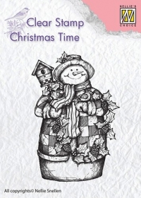 Billede: NS Clearstamp “Snowman with birdhouse” CT025, 48x70mm, førpris kr. 24,- nupris