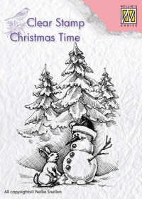 Billede: NS Clearstamp “Snowman and rabbit” CT026, 56x80mm, førpris kr. 28,- nupris