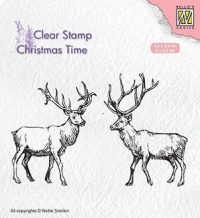 Billede: NS Clearstamp CT028, 45x45 & 60x45mm, Two reindeer, førpris kr. 28,- nupris
