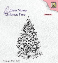 Billede: stempel pyntet juletræ, NS Clearstamp 