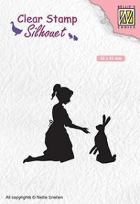 Billede: NS CLEARSTAMP “Girl with Hare″ SIL061, 50x43mm, førpris kr. 20,- nupris 