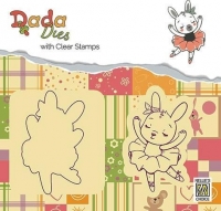 Billede: skæreskabelon og stempel lille balletkanin, NS DADA DIES & CLEARSTAMP “Bunny Ballerina” DDCS004, førpris kr. 30,- nupris